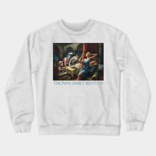 Poker Night by Thomas Hart Benton Crewneck Sweatshirt